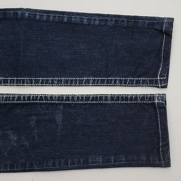 True Religion Women's  Denim Skinny Dark Wash Blue Jeans White Stitch Size 27 - Picture 11 of 16